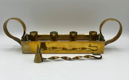Sweden Made Brass & Wood Advent Candle Hloder w/ Brass Snuffer /b