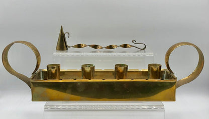 Sweden Made Brass & Wood Advent Candle Hloder w/ Brass Snuffer /b