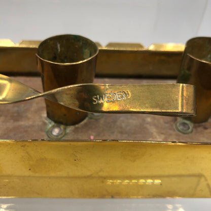Sweden Made Brass & Wood Advent Candle Hloder w/ Brass Snuffer /b
