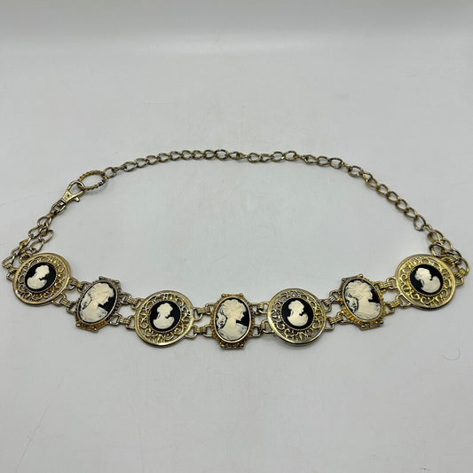 Vintage Harwill NY Women’s Cameo Belt-Statement Piece -Gold Tone Metal 36 Inches /cb