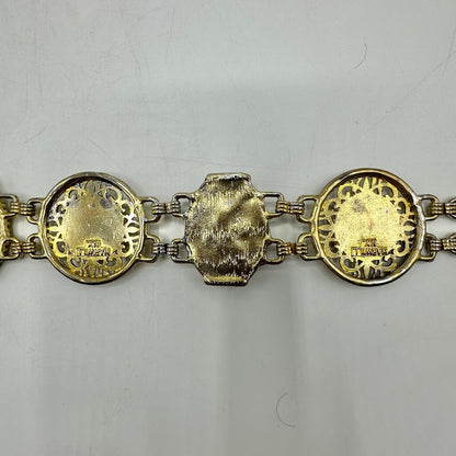 Vintage Harwill NY Women’s Cameo Belt-Statement Piece -Gold Tone Metal 36 Inches /cb