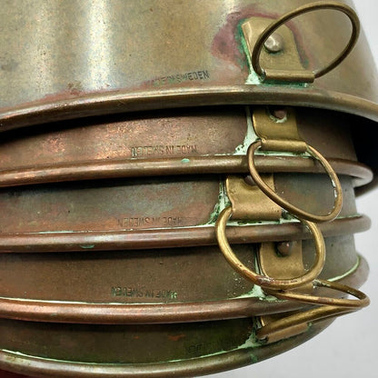 Vintage 5pc Copper Tin Lined Molds Made in Sweden /b