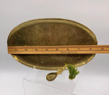 Vintage Small Brass Tray w/ Brass Spoon Made in Sweden /b