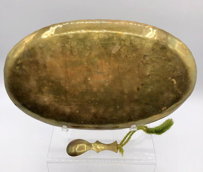 Vintage Small Brass Tray w/ Brass Spoon Made in Sweden /b