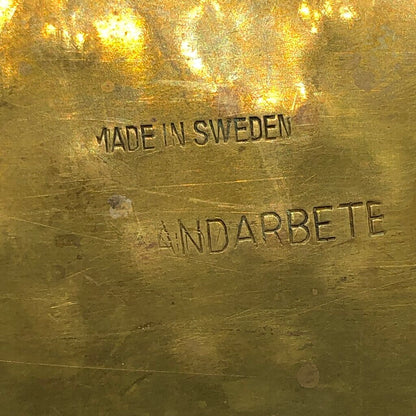 Vintage Small Brass Tray w/ Brass Spoon Made in Sweden /b