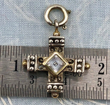 CNA Pranda 925 Sterling Cross Charm w/ Gemstone /b