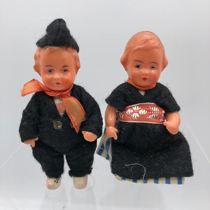 Pair of 1950’s Celluloid Dutch Heritage Dolls /b