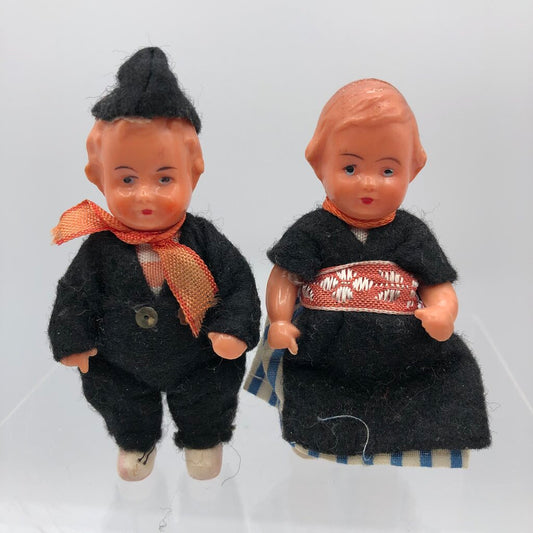 Pair of 1950’s Celluloid Dutch Heritage Dolls /b