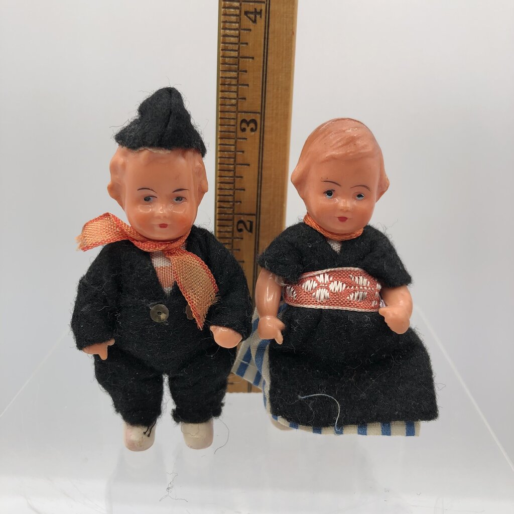 Pair of 1950’s Celluloid Dutch Heritage Dolls /b
