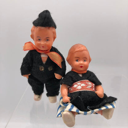 Pair of 1950’s Celluloid Dutch Heritage Dolls /b