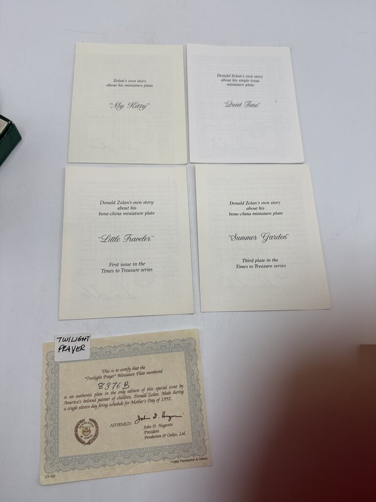 Donald Zolan Mini Collectors Plate Pembroke & Oakes Set of 6 /roh