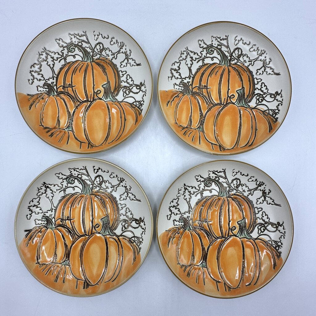 Eli & Ana Spectrum Designz 2017 Pumpkin Patch 6” Appetizer Plates Fall Halloween Thanksgiving Set of 4 /cb