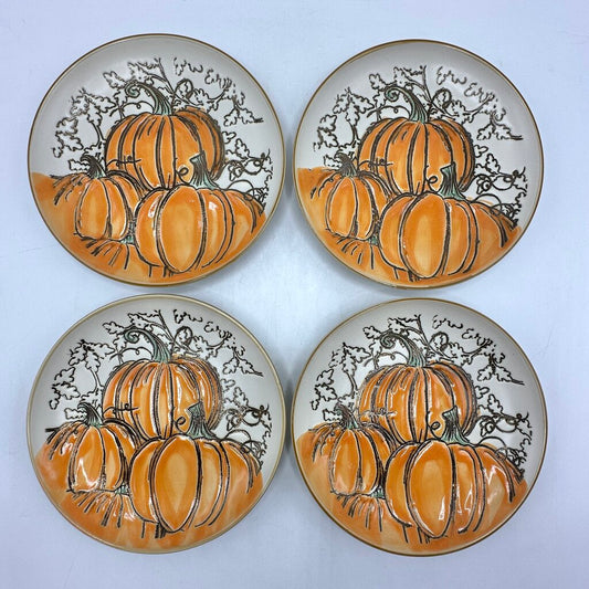 Eli & Ana Spectrum Designz 2017 Pumpkin Patch 6” Appetizer Plates Fall Halloween Thanksgiving Set of 4 /cb