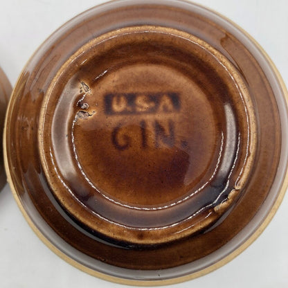 Pair 1920s Yellow Ware Nesting Bowls #5 & #6 USA /b
