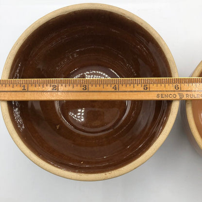 Pair 1920s Yellow Ware Nesting Bowls #5 & #6 USA /b