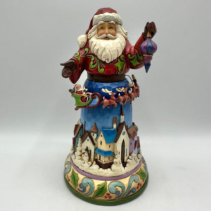 2016 Jim Shore “Christmas Joys All Around” Santa w/Rotating Santa/Reindeer Sleigh /cb