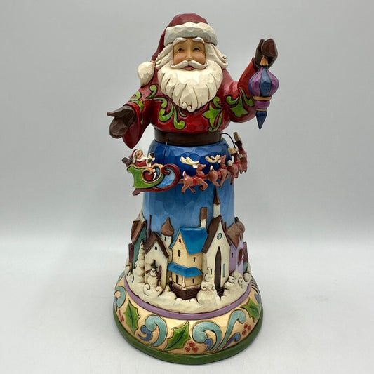 2016 Jim Shore “Christmas Joys All Around” Santa w/Rotating Santa/Reindeer Sleigh /cb