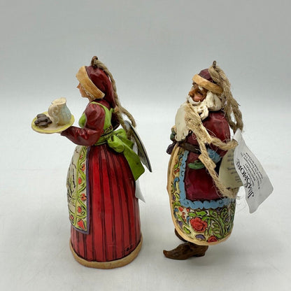 Jim Shore Heartwood Creek 2006 Set of 2 Santa & Mrs Claus Hanging Resin Ornaments in Box /cb