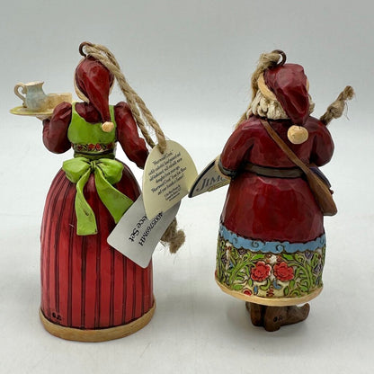 Jim Shore Heartwood Creek 2006 Set of 2 Santa & Mrs Claus Hanging Resin Ornaments in Box /cb