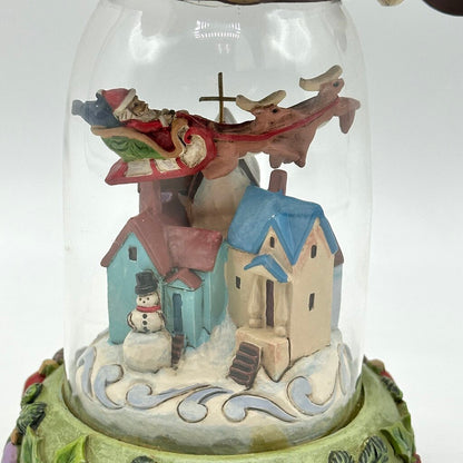Jim Shore Heartwood Creek 2016 Rooftops Await Glass Dome Santa w/Christmas Scene /cb