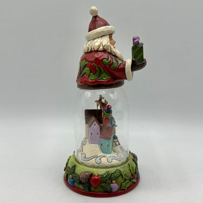 Jim Shore Heartwood Creek 2016 Rooftops Await Glass Dome Santa w/Christmas Scene /cb
