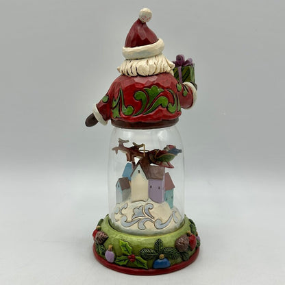 Jim Shore Heartwood Creek 2016 Rooftops Await Glass Dome Santa w/Christmas Scene /cb