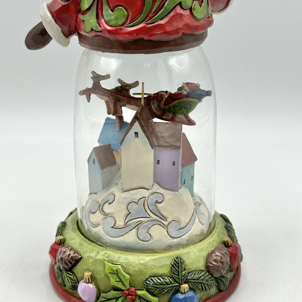 Jim Shore Heartwood Creek 2016 Rooftops Await Glass Dome Santa w/Christmas Scene /cb