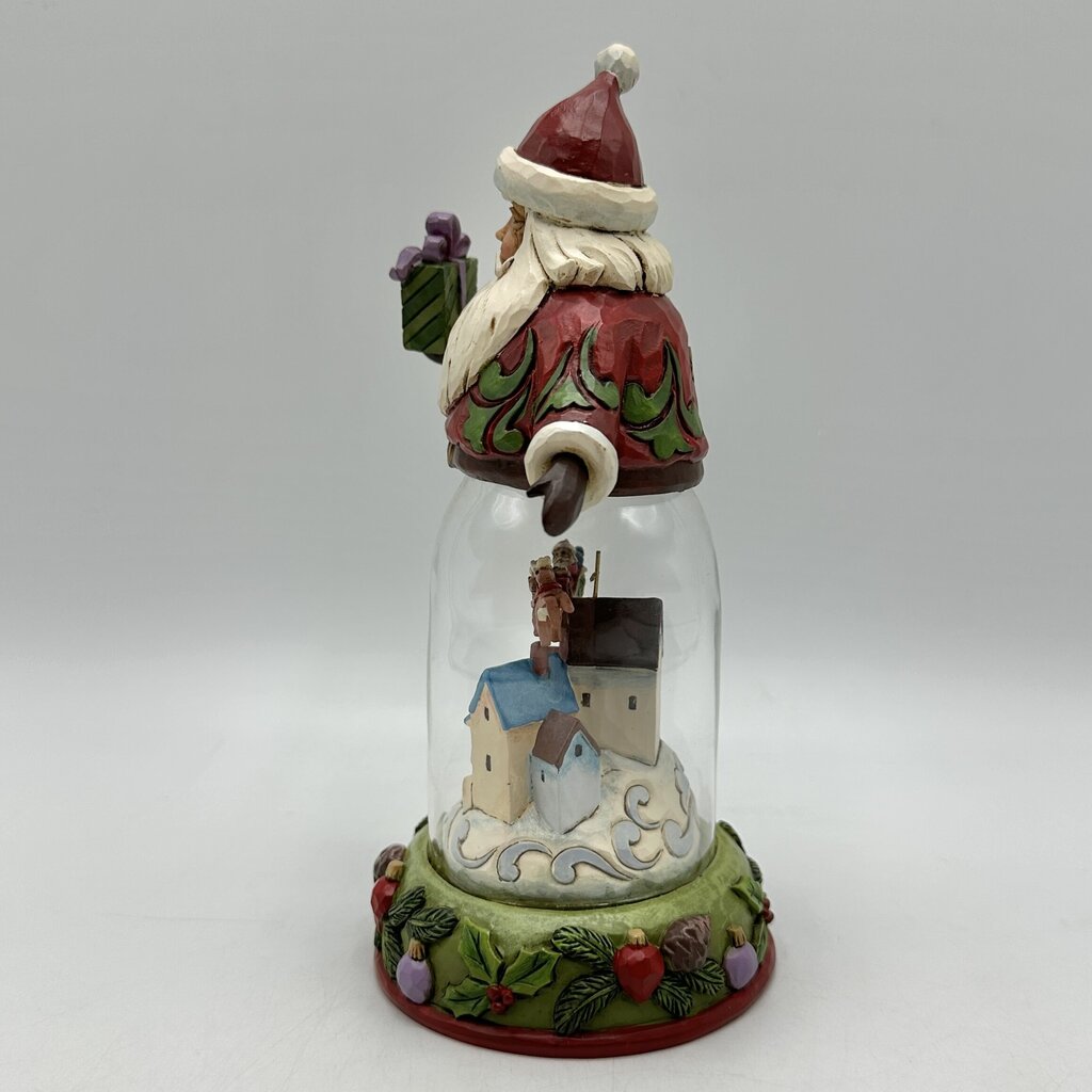 Jim Shore Heartwood Creek 2016 Rooftops Await Glass Dome Santa w/Christmas Scene /cb