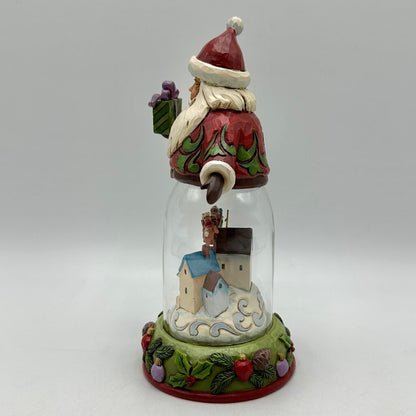 Jim Shore Heartwood Creek 2016 Rooftops Await Glass Dome Santa w/Christmas Scene /cb