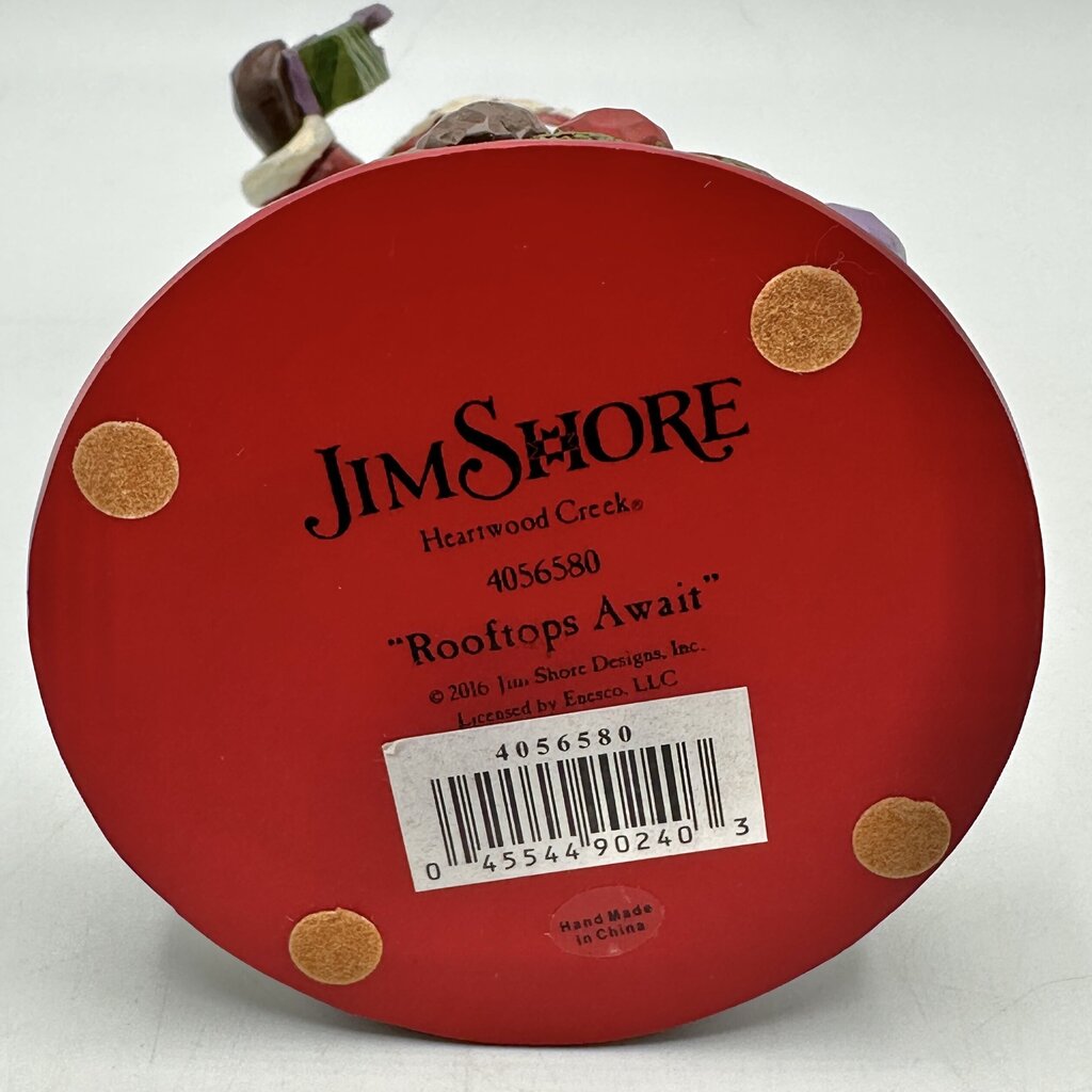 Jim Shore Heartwood Creek 2016 Rooftops Await Glass Dome Santa w/Christmas Scene /cb