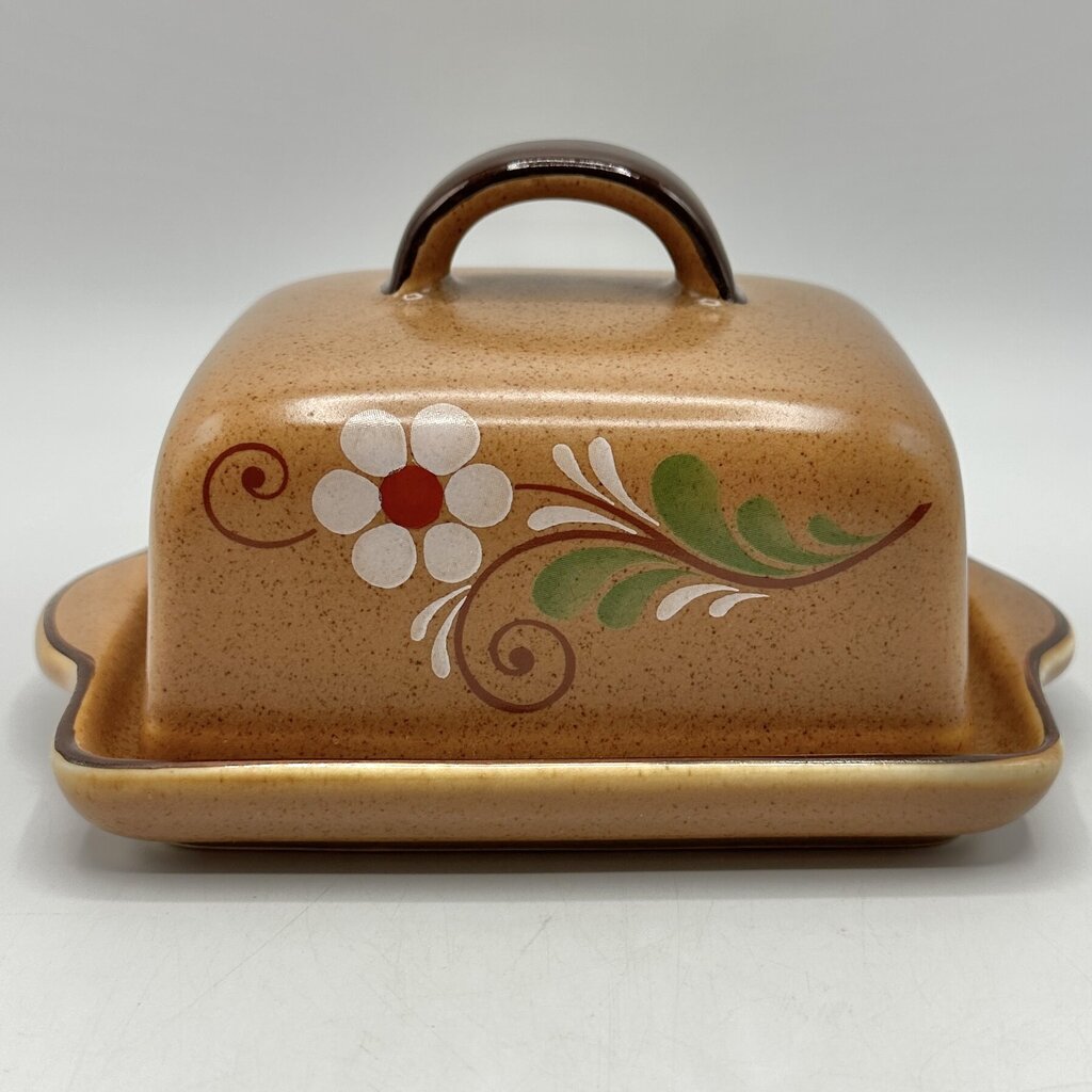 Vintage VEB Torgau POLDI Stoneware Covered Butter Dish & Cheese Plate 1970s East Germany /cb