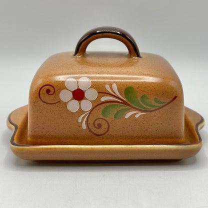 Vintage VEB Torgau POLDI Stoneware Covered Butter Dish & Cheese Plate 1970s East Germany /cb