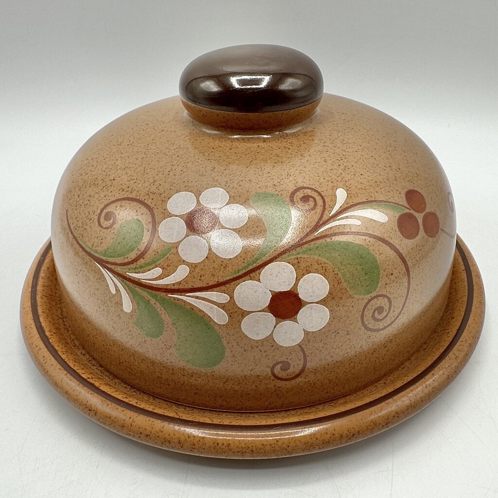 Vintage VEB Torgau POLDI Stoneware Covered Butter Dish & Cheese Plate 1970s East Germany /cb