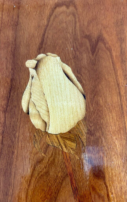 Inlay Marquetry Rose Plaque by Charles Bingham /j