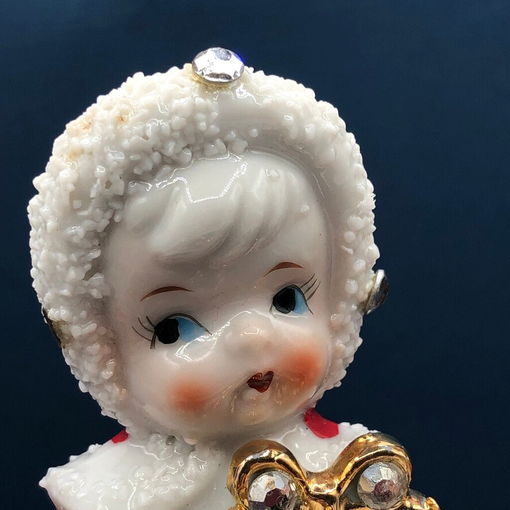 Vintage 1950’s Trio of Enesco Christmas Girls Figurines /b