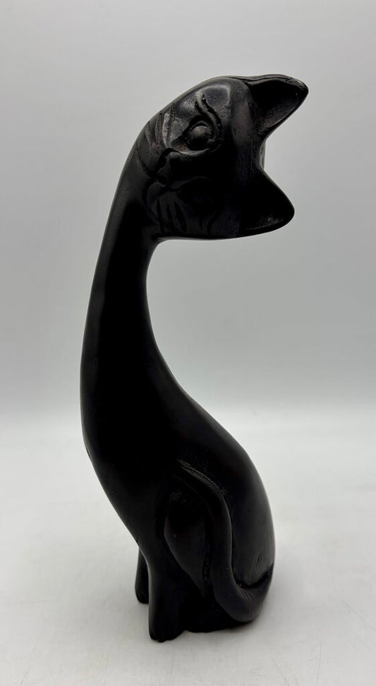 Charming Carved Ironwood MCM Cat /j