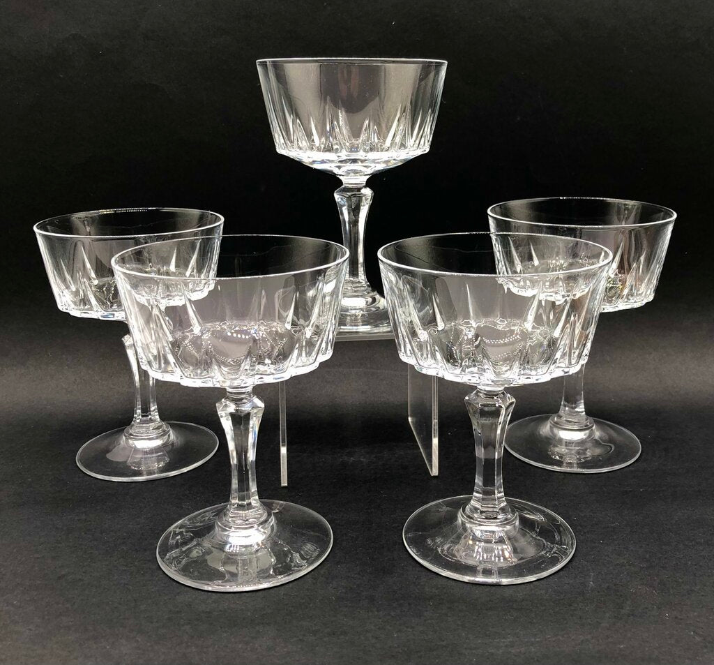 5pc Cristal D’Arques Durand St Germain Champagne/ Serbet Glasses /b