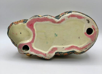 1970’s Chinese Satsuma Moriage Sleeping Cat Porcelain Figurine /b