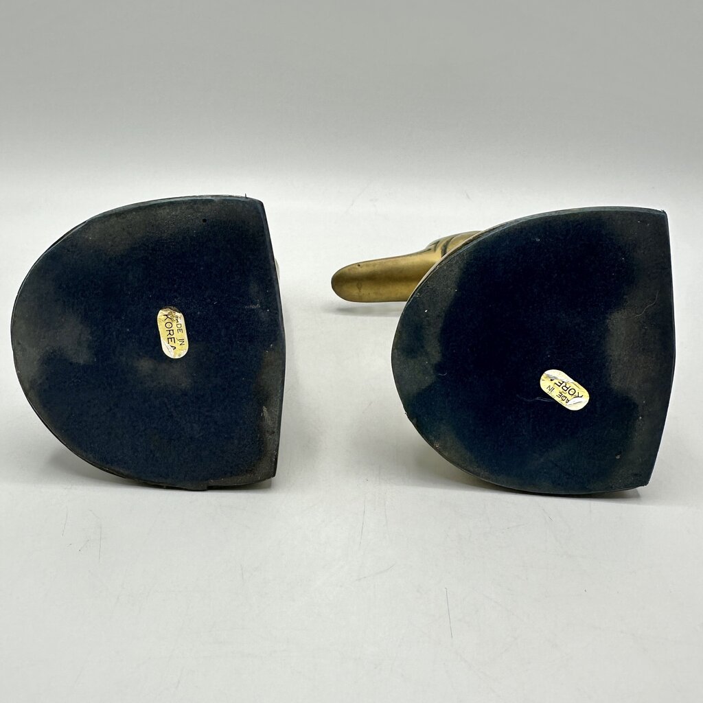 Vintage Mid-Century Cast Brass Mallard Duck Head Bookends Made in Korea /cb