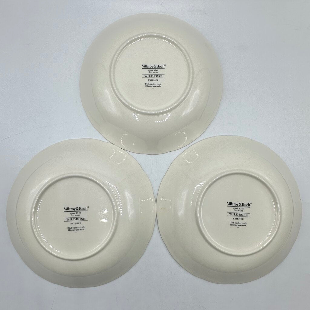 Set of 3 Villeroy & Boch Wilde Rose 8 Inch Soup/Pasta Bowls Made In Germany /cb
