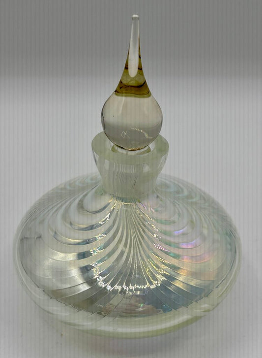 Vtg. Iridescent Hand-blown Bottle w/ Stopper /j