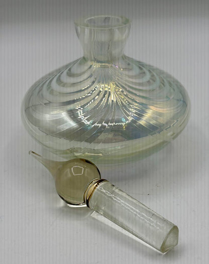 Vtg. Iridescent Hand-blown Bottle w/ Stopper /j