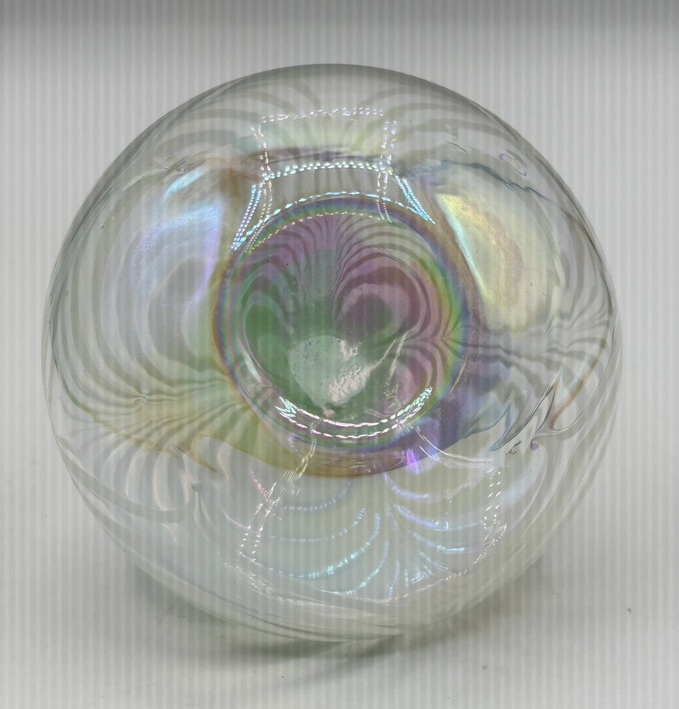 Vtg. Iridescent Hand-blown Bottle w/ Stopper /j