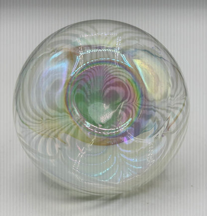 Vtg. Iridescent Hand-blown Bottle w/ Stopper /j