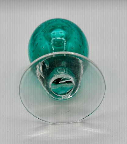 Teal Green Perfume Bottle w Stopper Controlled Bubbles /j