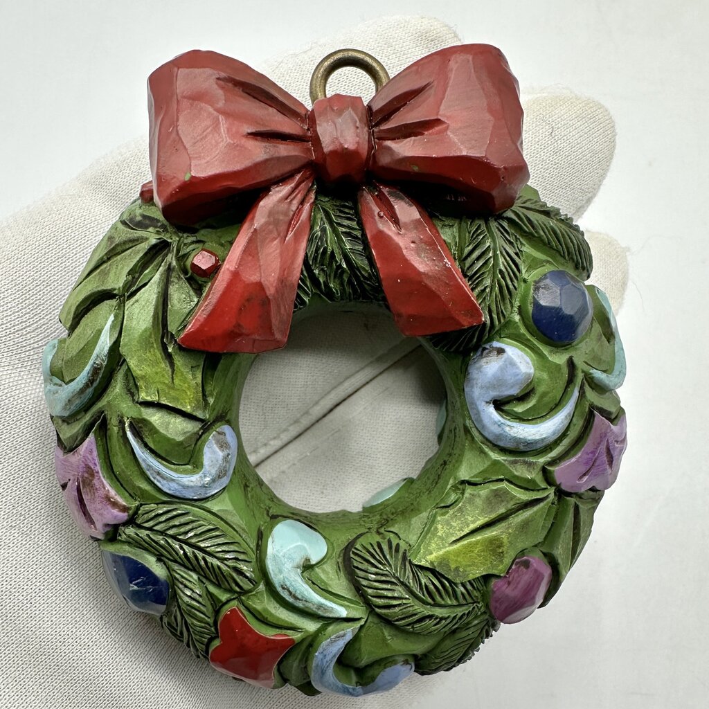 Set of 9 Jim Shore Heartwood Creek Hanging Christmas Ornaments Santa Tree Snowman Wreath Baubles /cb