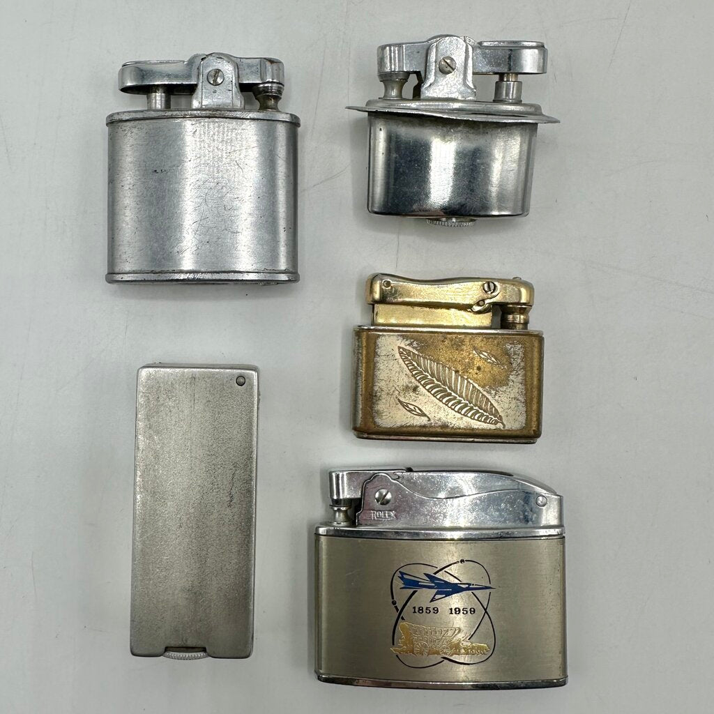 Lot of 5 Vintage Lighters Rolex, Ronson, Gray, Kreisler AS IS For Parts and Repair /cb