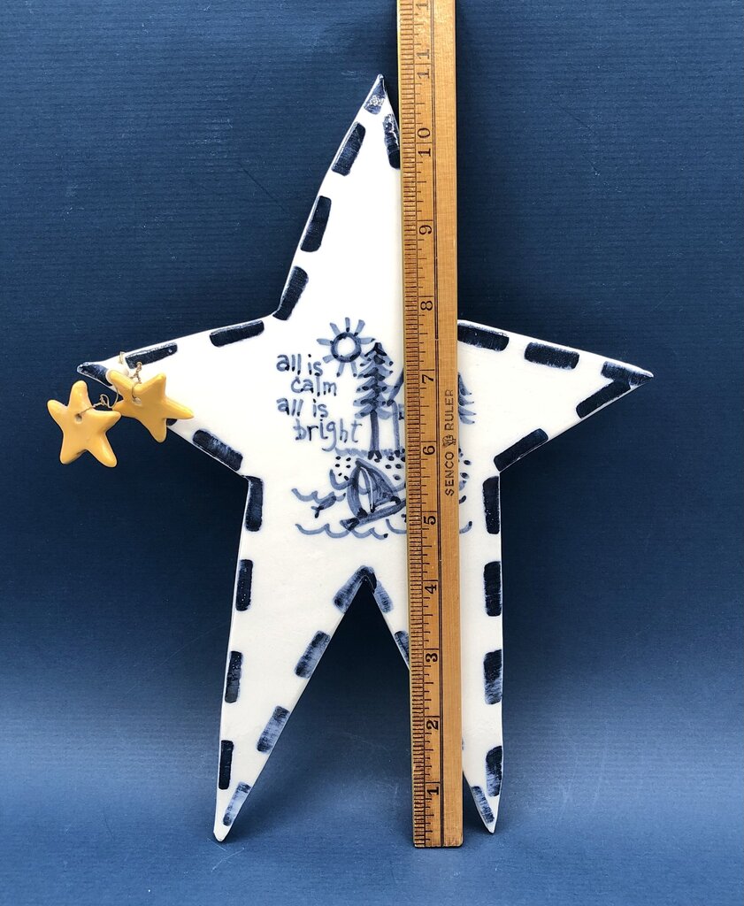Vintage Gritter & Van Noord Whimsical Pottery Star Wall Tile /b