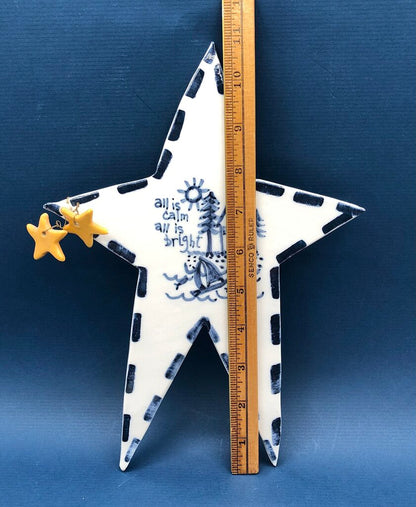 Vintage Gritter & Van Noord Whimsical Pottery Star Wall Tile /b