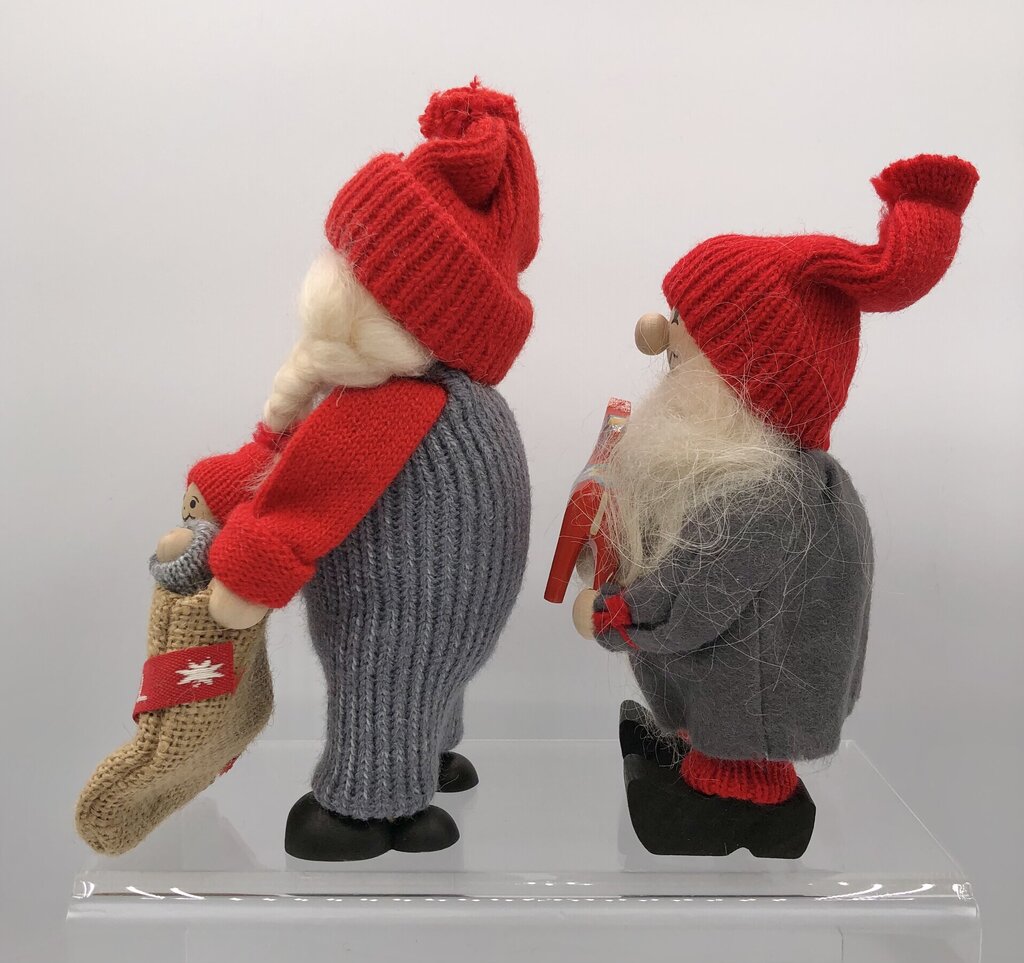 2 Original Ljungströms of Sweden Tomte Elfin/ Santa Figures w/ Horse & Baby Tomte /b